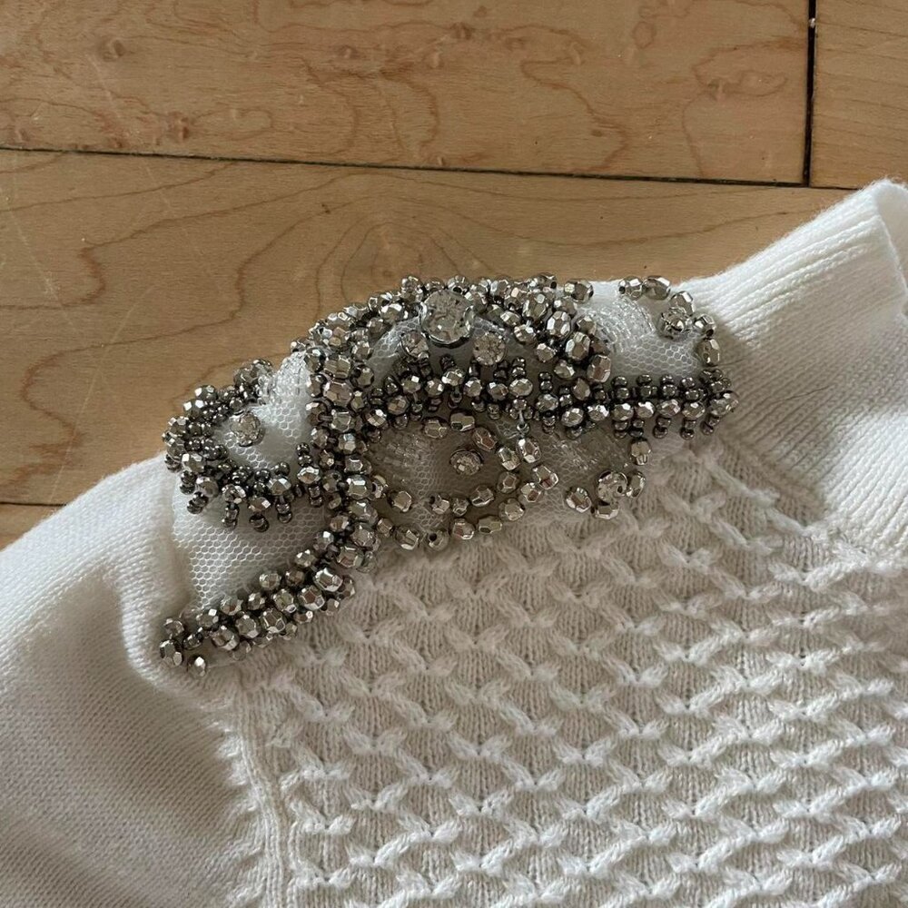 Maurice’s Women’s Small Embellished Puff Sleeve Sweater White Glam Coquette Y2K - Picture 2 of 7
